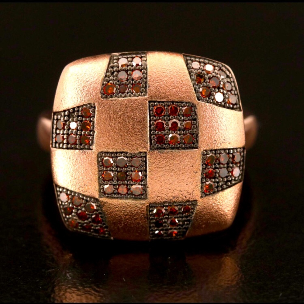 Sterling Diamond Checkerboard Ring